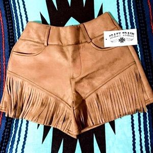 Rust Fringe Shorts